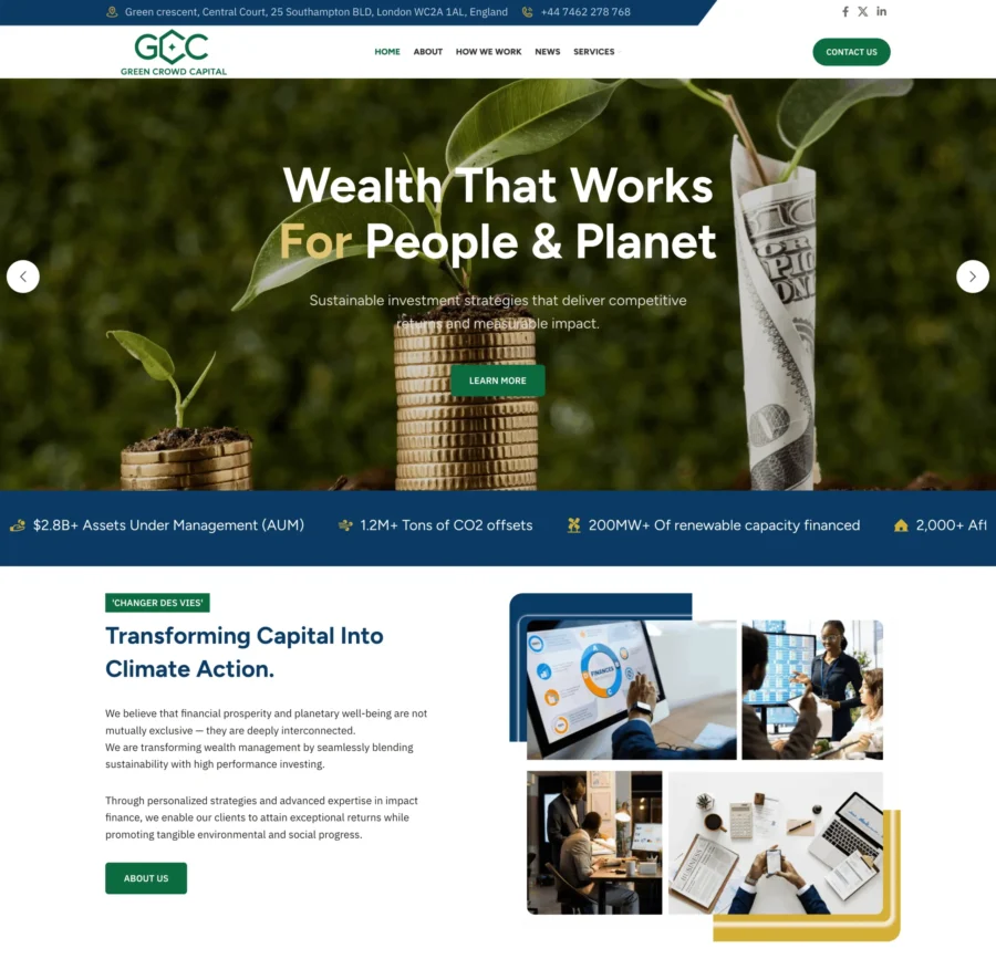 Green Crowd Capital corporate website designed by Web Designers Africa