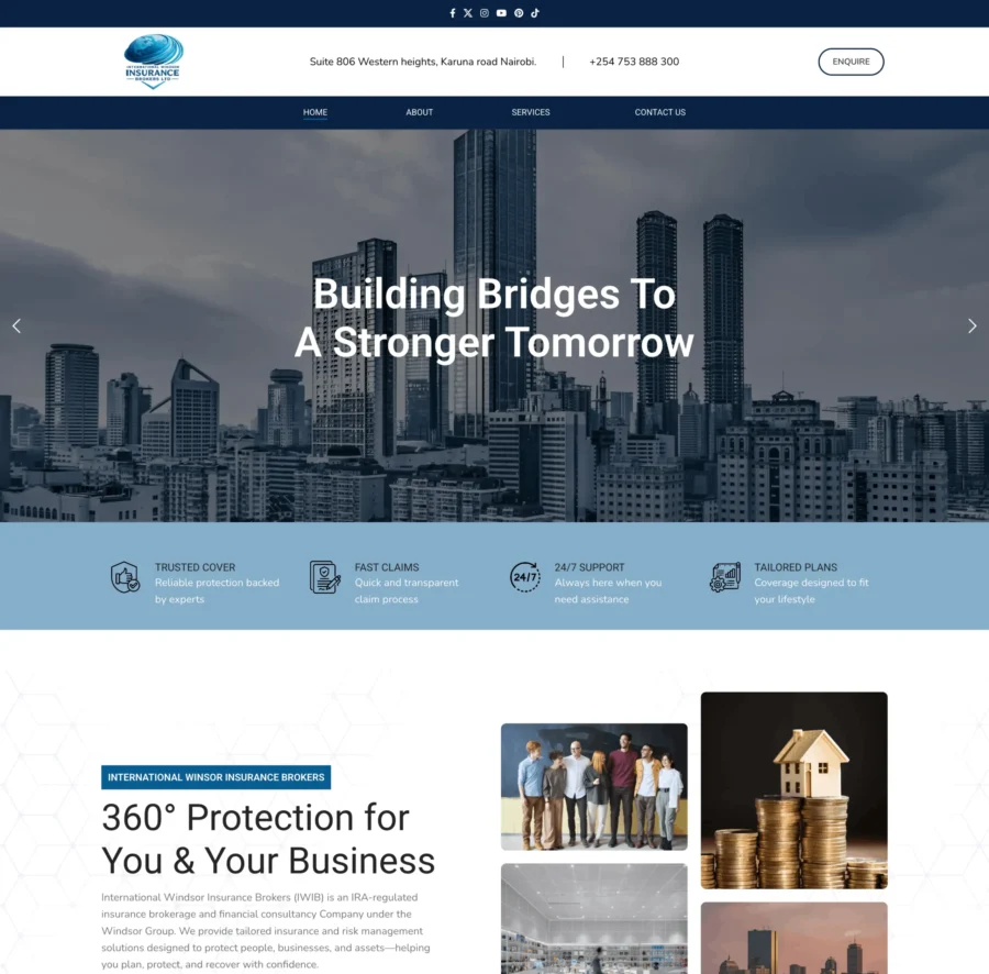 Insurance advisory website design and development for Windsor Insurance by Web Designers Africa